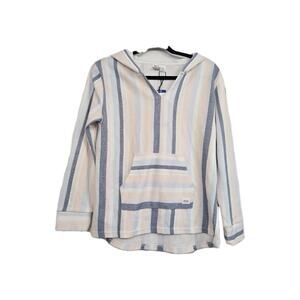 Roxy Junior Girl's French Terry Striped Poncho Pullover Hoodie Beachwear L 14/16